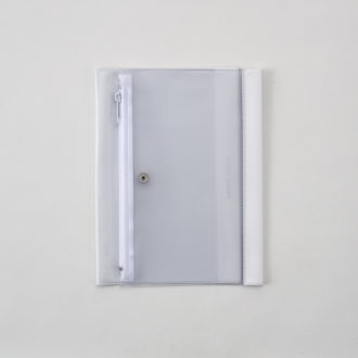 isshoni.ペンケース付きノートカバーPVC B6 Rホワイト N1930
